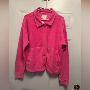 Thread & Supply, NWT Pink ribbed jacket shacket Snap closure Size MD